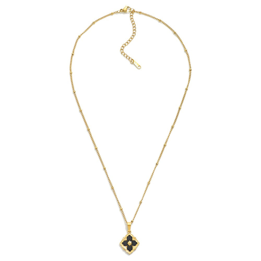Gilded Clover Necklace, Black