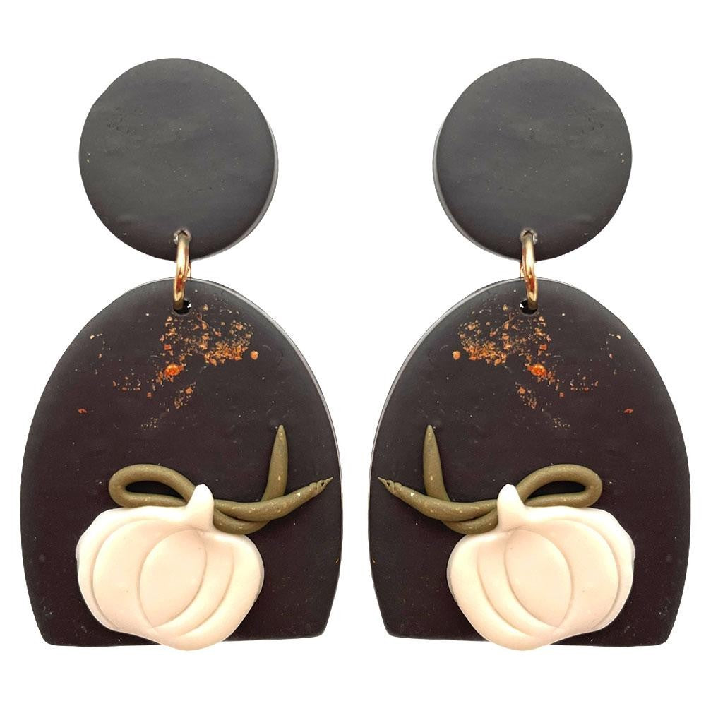 Black Pumpkin Clay Earrings