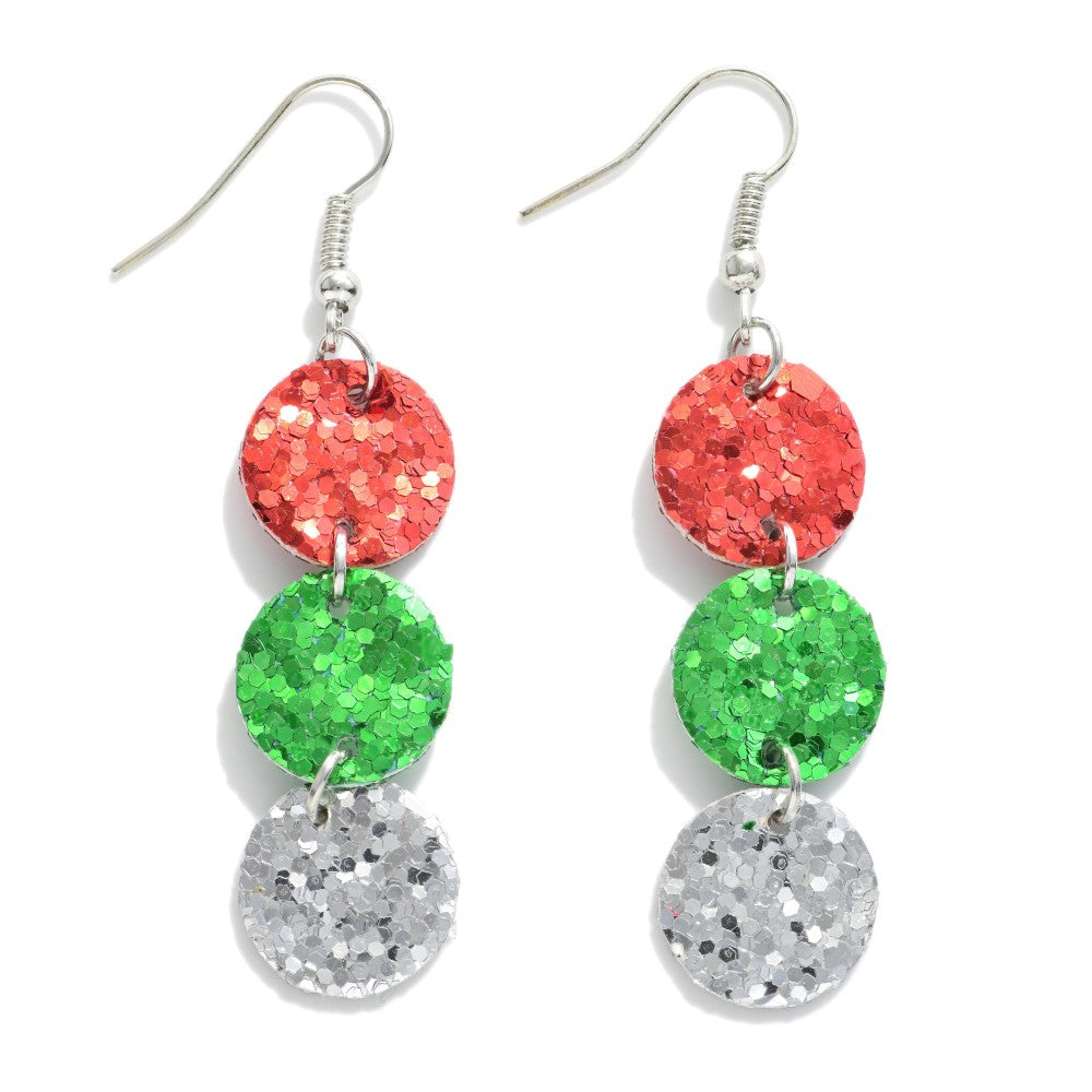 Linked Christmas Glitter Drop Earrings