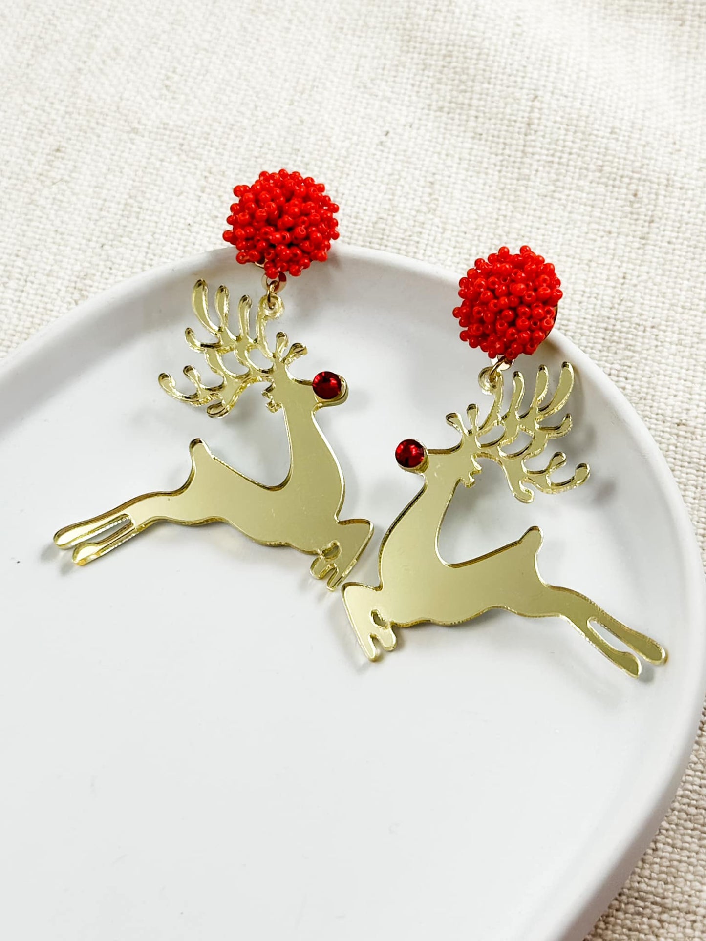 Red-Nosed Reindeer Earrings