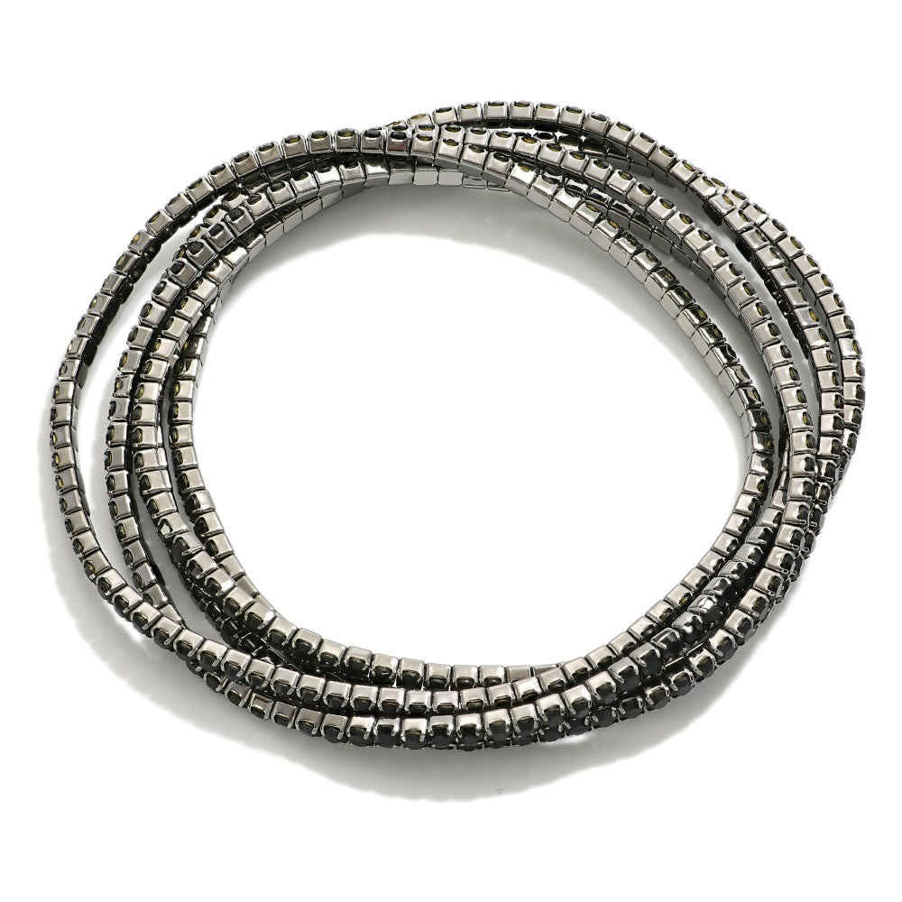 Luxe Trace Bracelet Set, Black