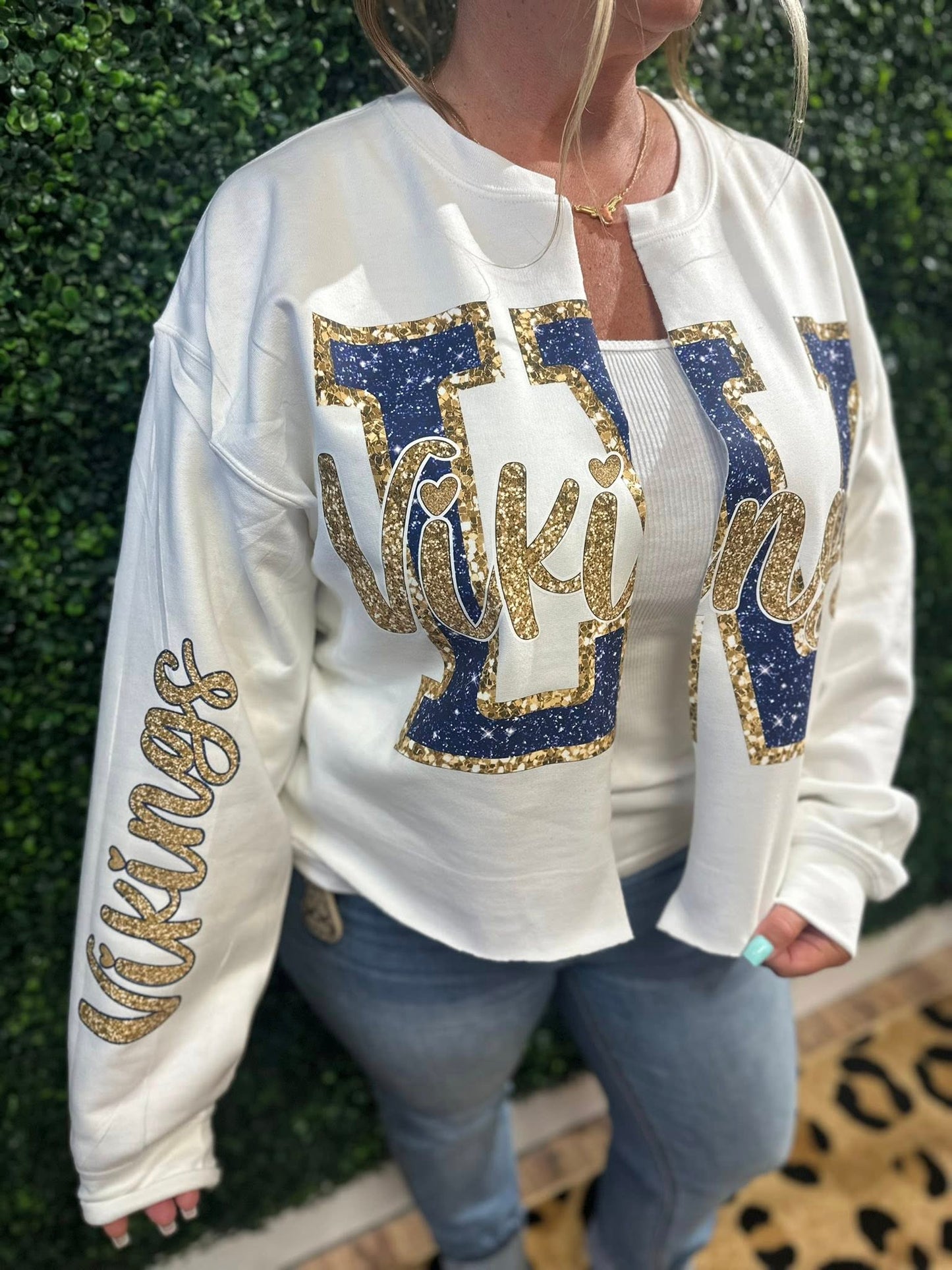 Sideline Split Sweatshirt Cardigan--PREORDER, CUSTOMIZEABLE