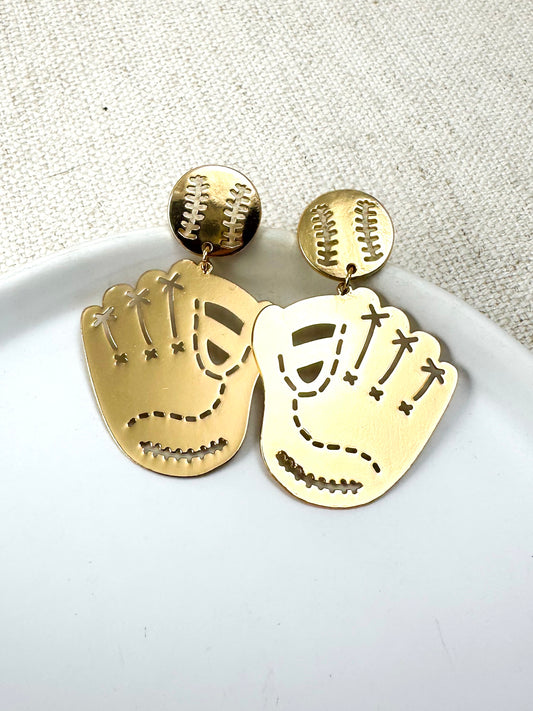 Play Ball Earrings, Gold