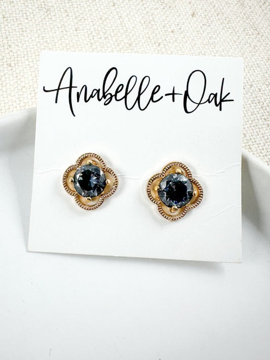 Floret Edge Studs, Slate