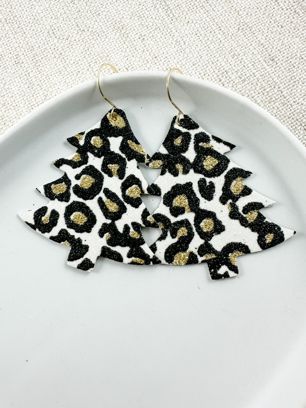 Leopard Noel Earrings, White