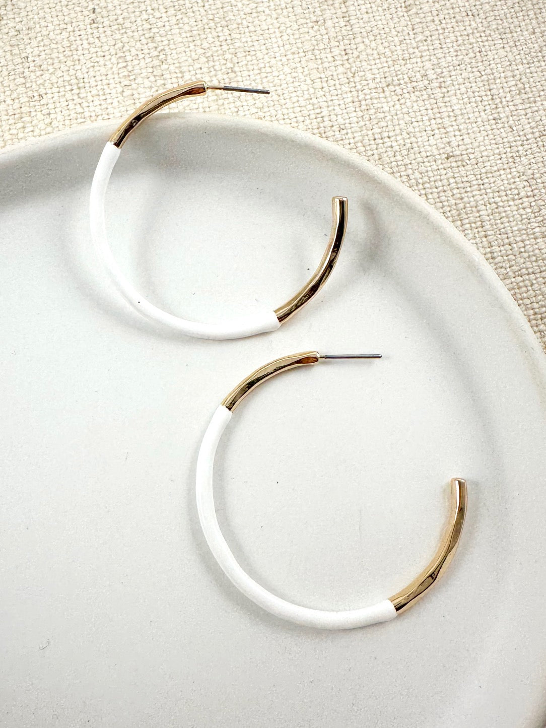 Color Block Hoops, White