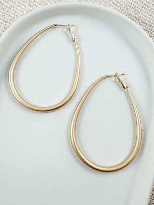 Whisper Drop Hoops, Matte Gold