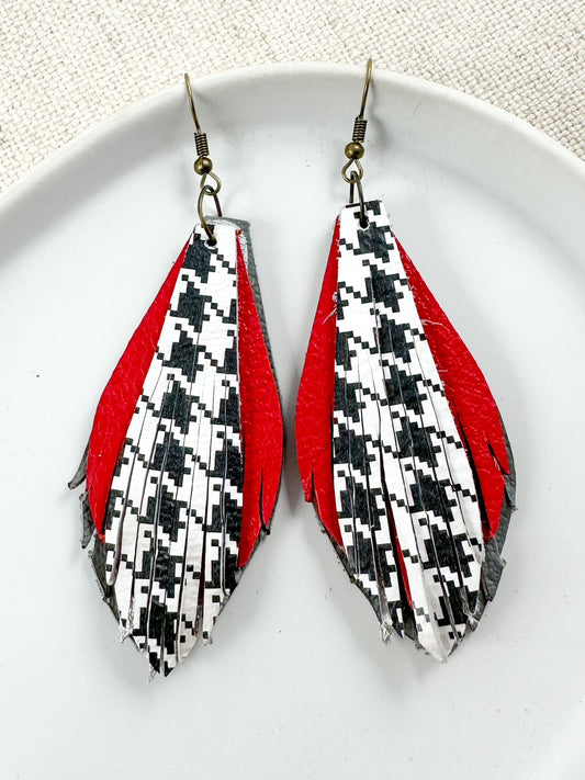Houndstooth & Flame Earrings