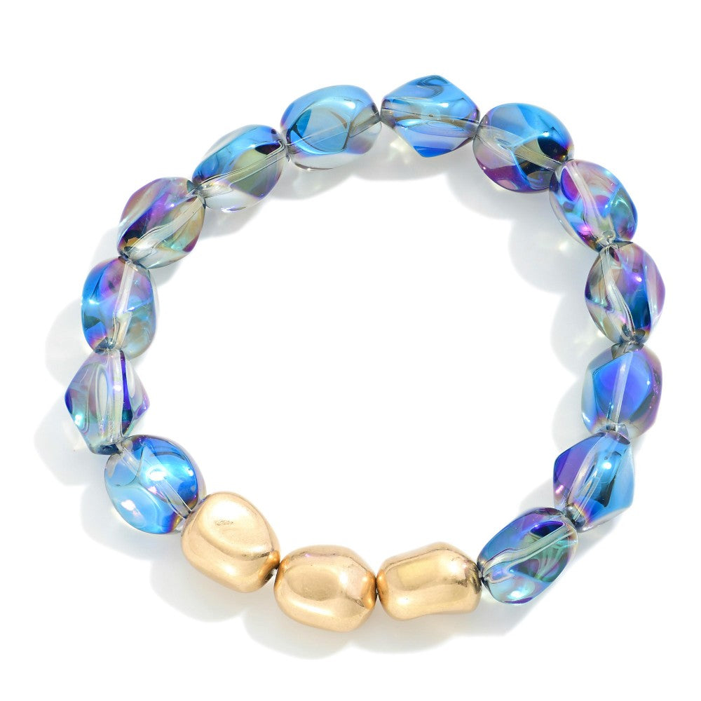 Honey & Crystal Bracelet, Ocean Blue