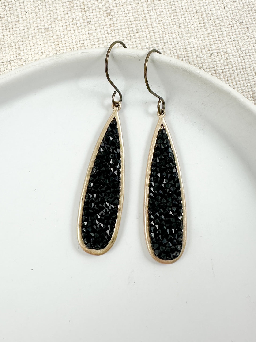 Facet Edge Earrings, Black