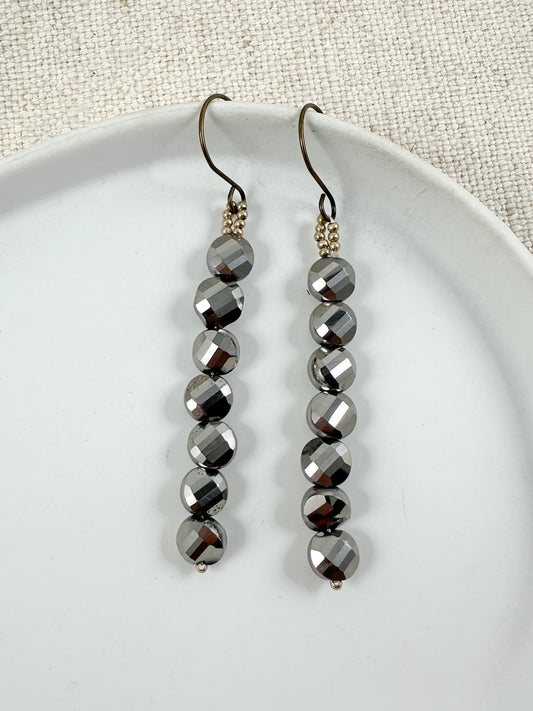 Polish & Point Earrings, Hematite