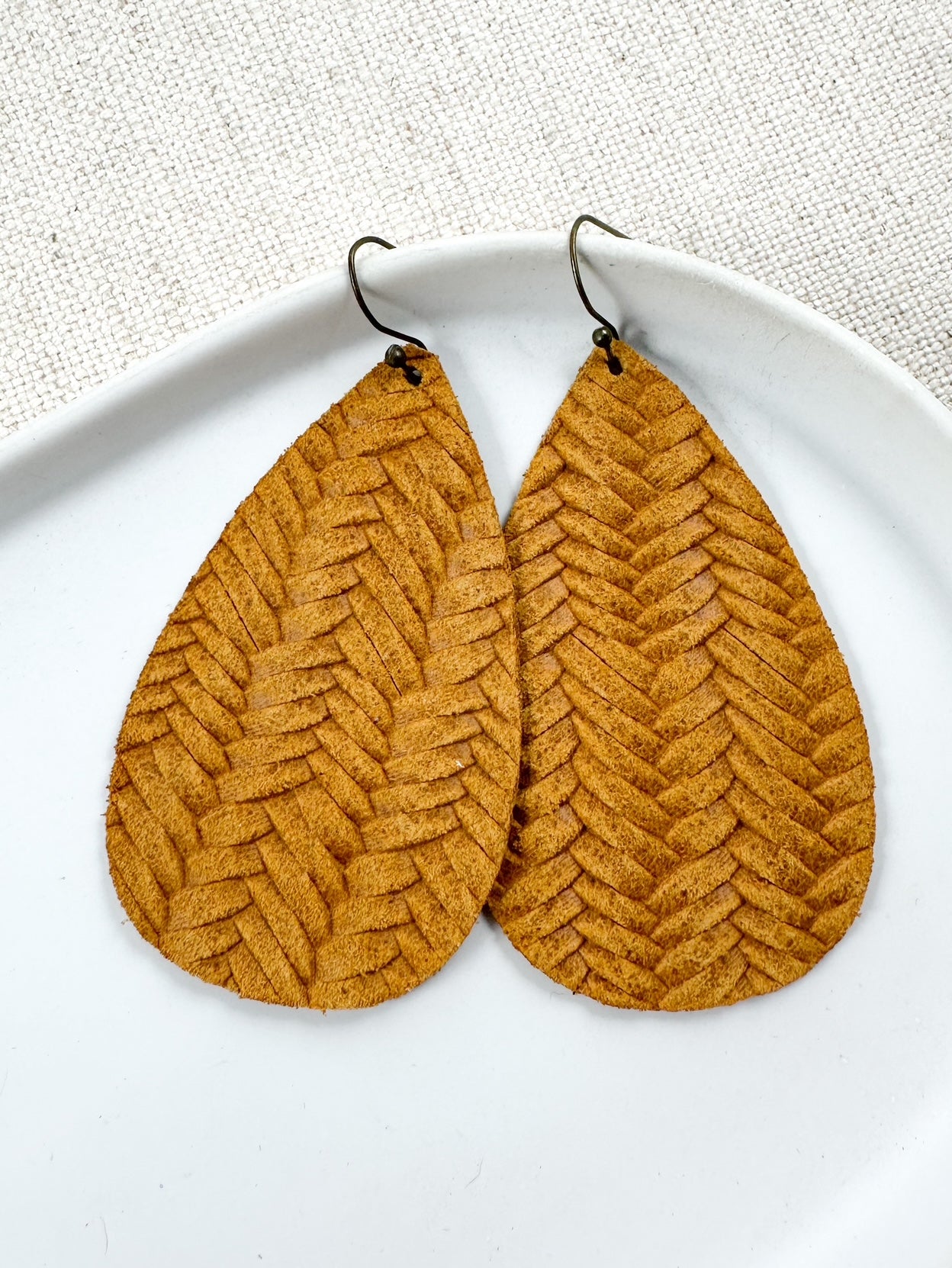 Caramel Braided Teardrop Earrings