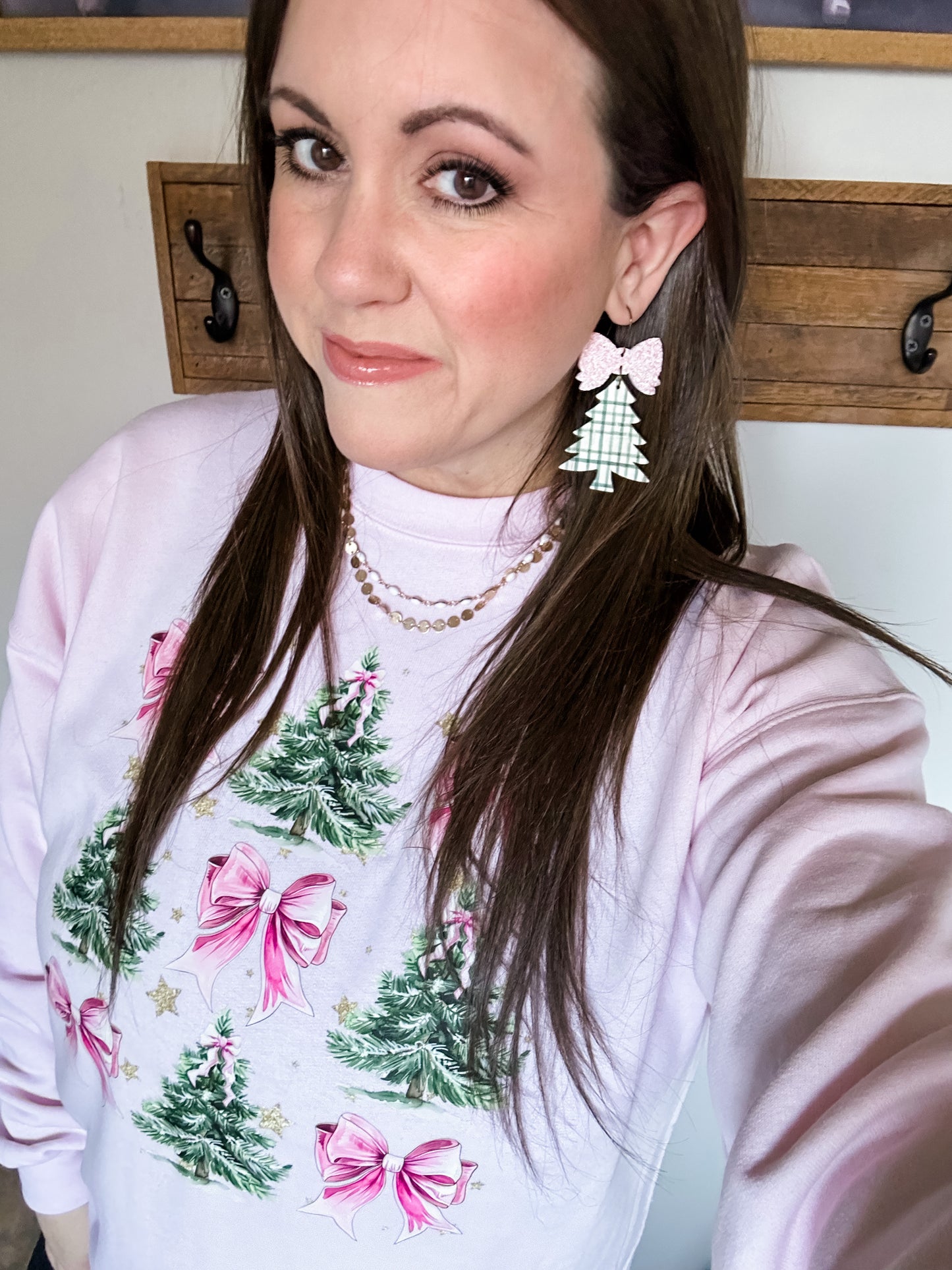 Gingham & Bow Tree Earrings