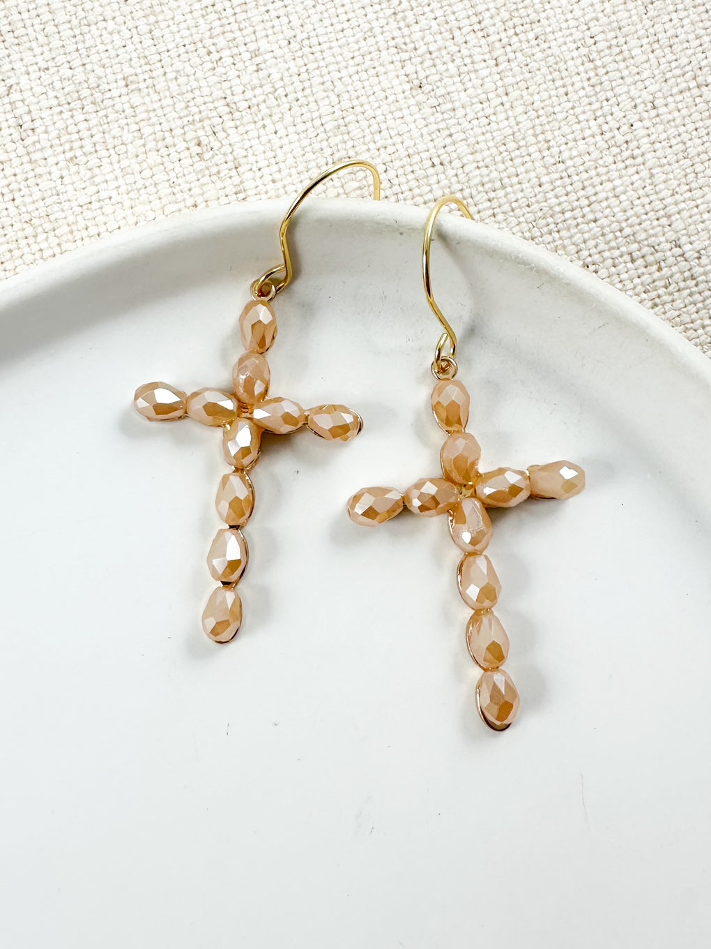 Glimmer Cross Earrings, Blush