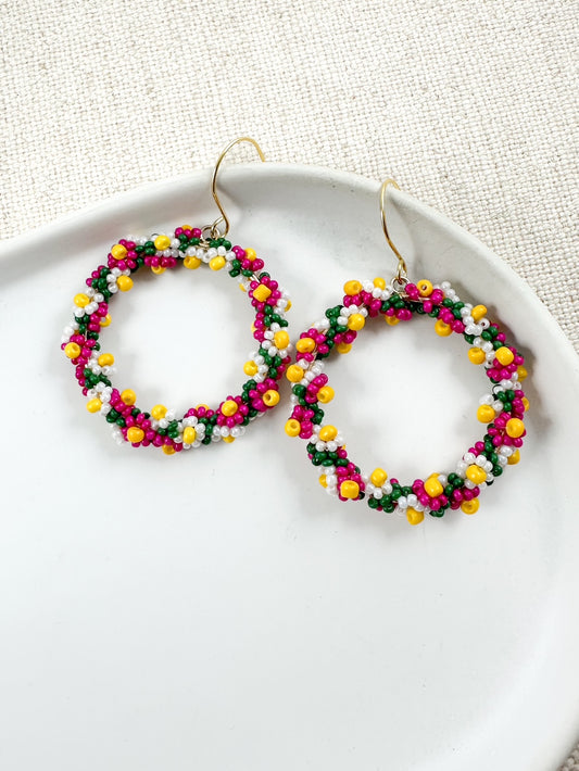 Garden Gala Earrings, Hot Pink