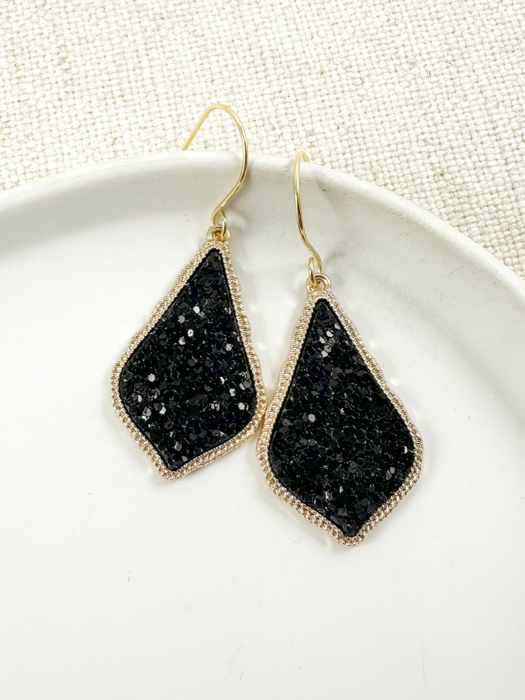 Crushed Gem Earrings, Black