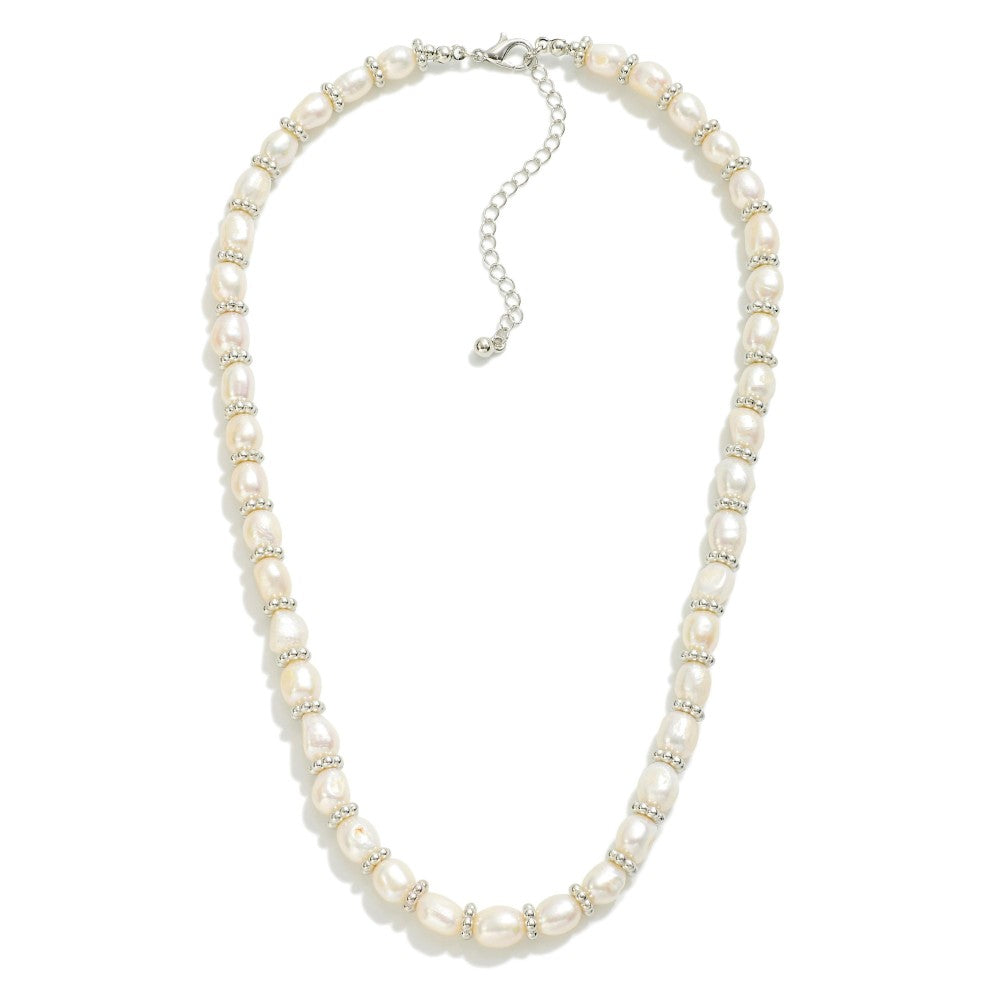 Pearl Current Necklace, Silver