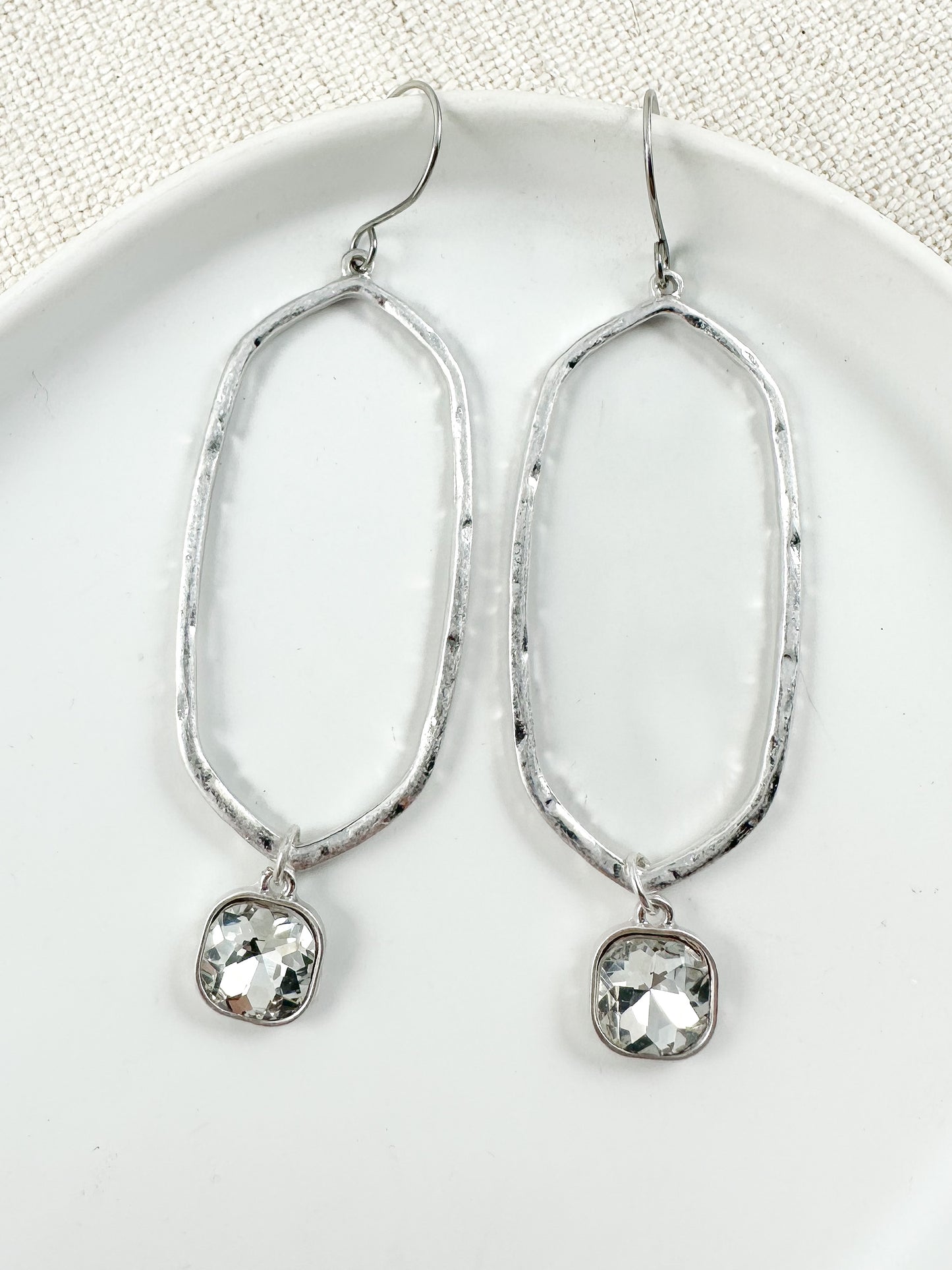 Crystal & Ice Earrings, Silver