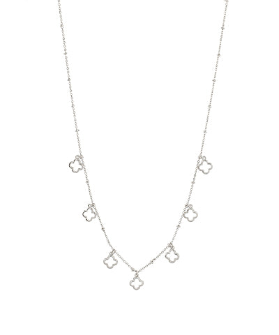 Wandering Clover Charm Necklace, Silver
