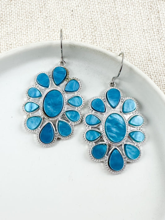 Sunset Fiesta Earrings, Turquoise & Silver