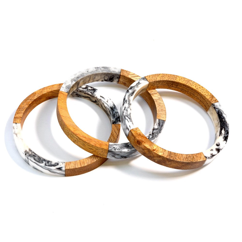 Marblewood Trio Bracelet Set, White