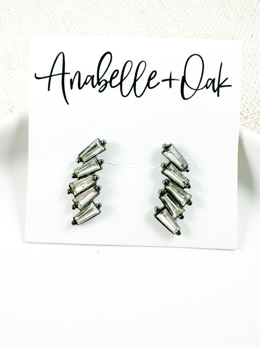 Crystal Wave Studs, Gunmetal