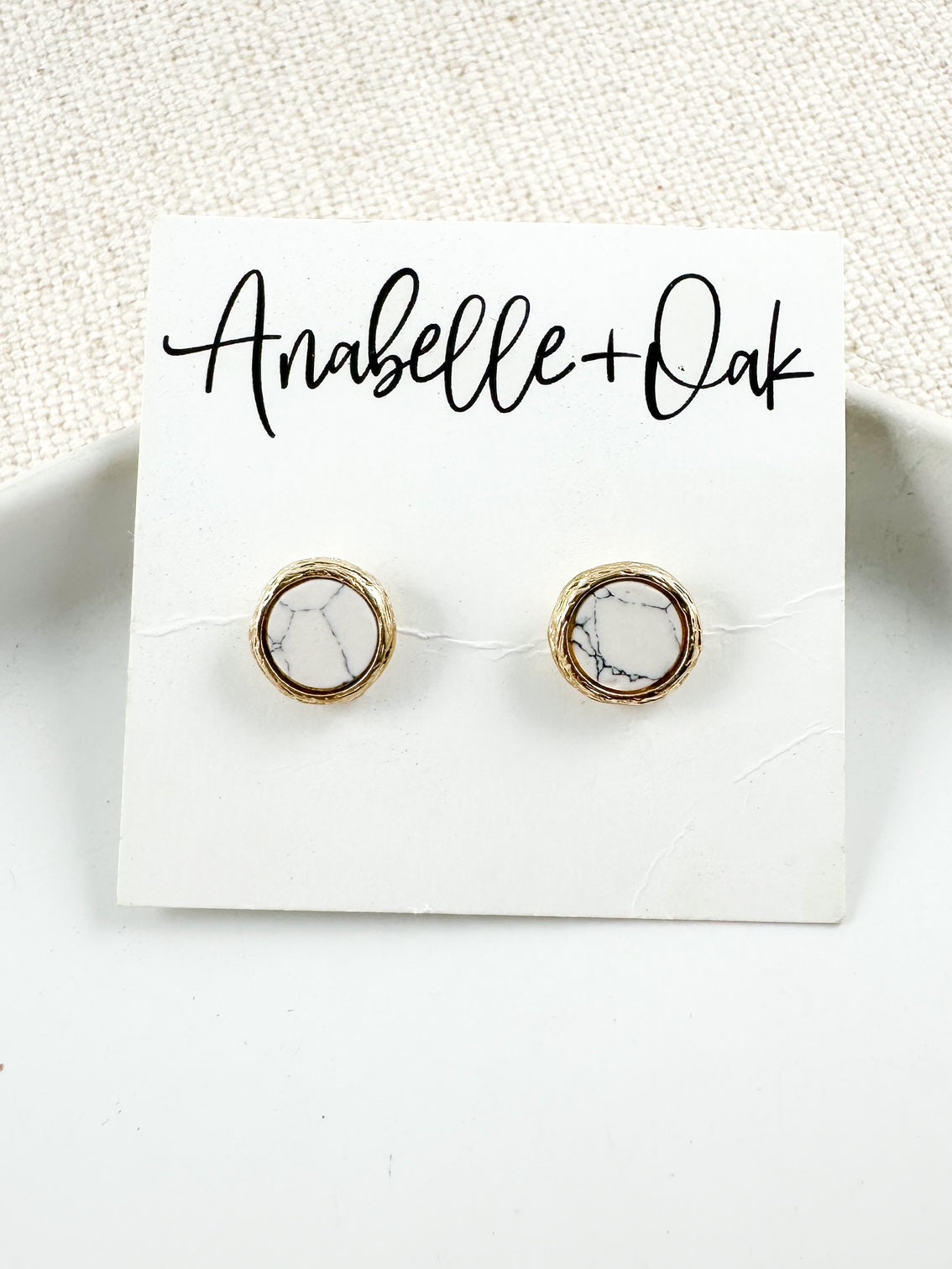 Luna Crest Studs, Howlite