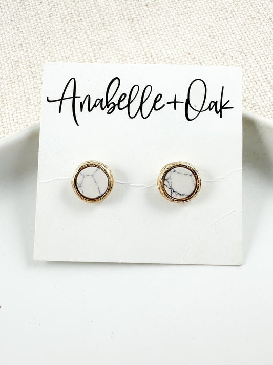Luna Crest Studs, Howlite