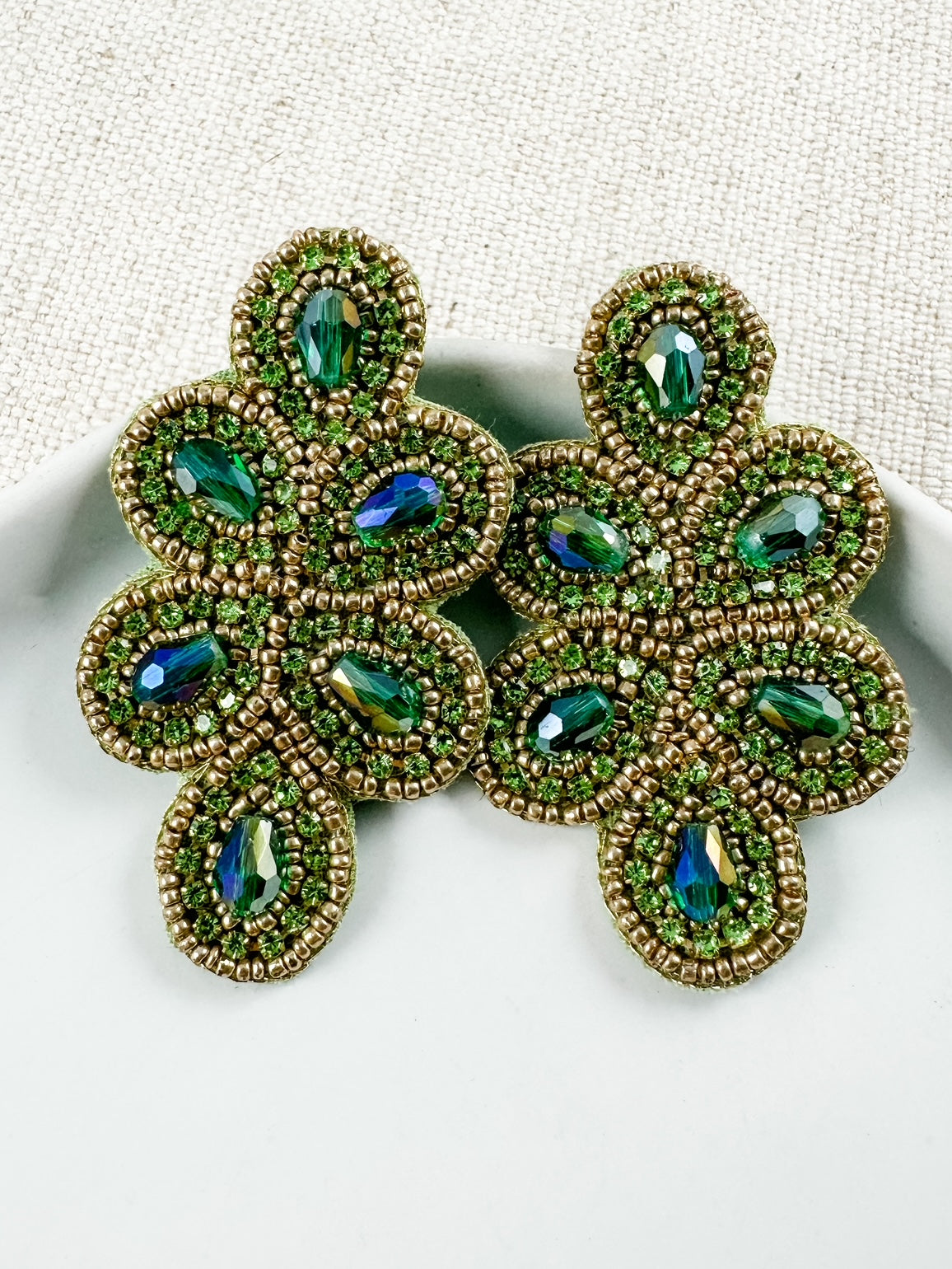 Crystal Chic Earrings, Green