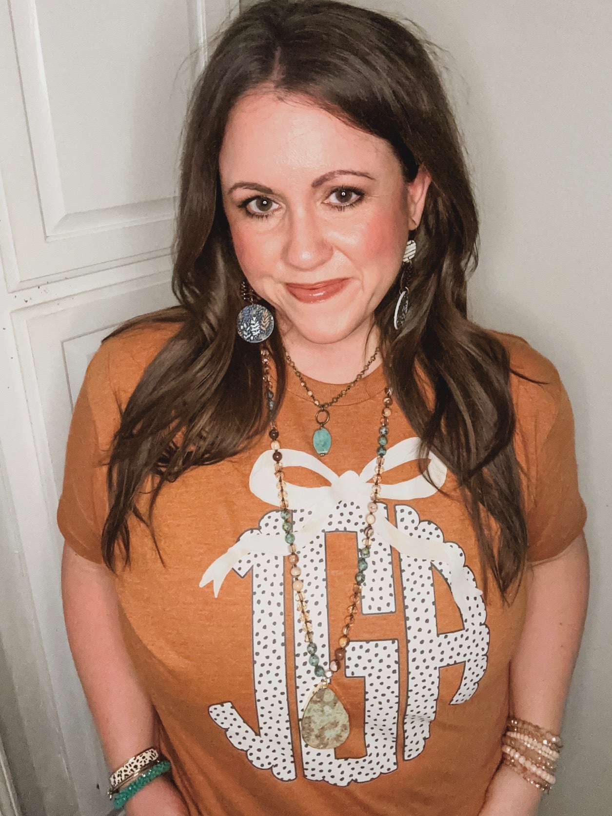 Autumn Bow Monogram Tee--PREORDER, CUSTOMIZEABLE