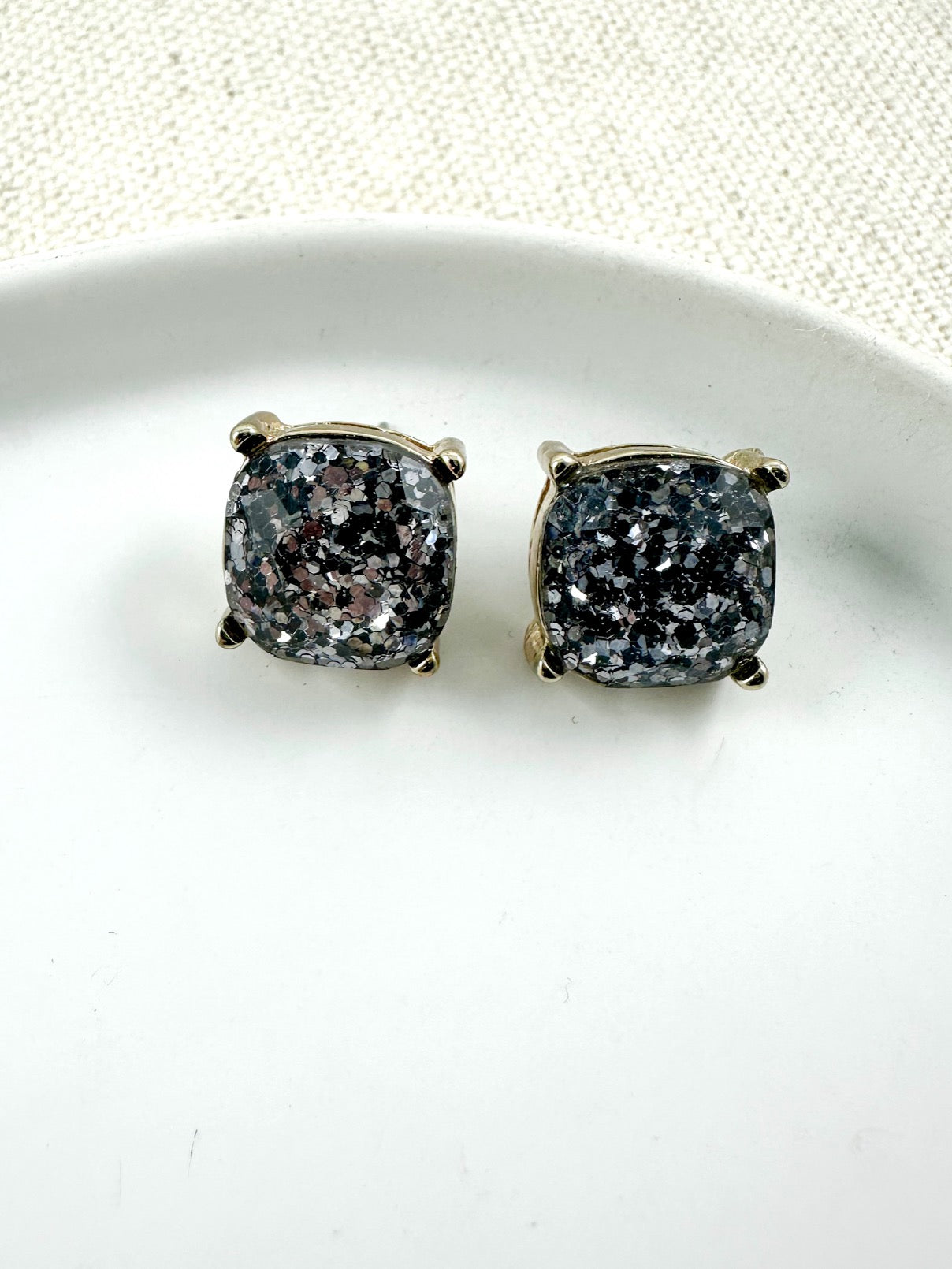Sun & Spark Studs, Gunmetal Gray