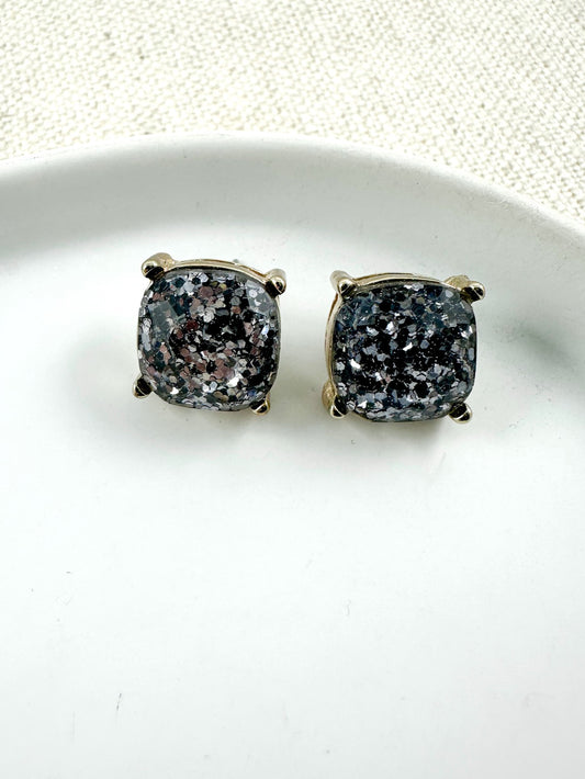 Sun & Spark Studs, Gunmetal Gray