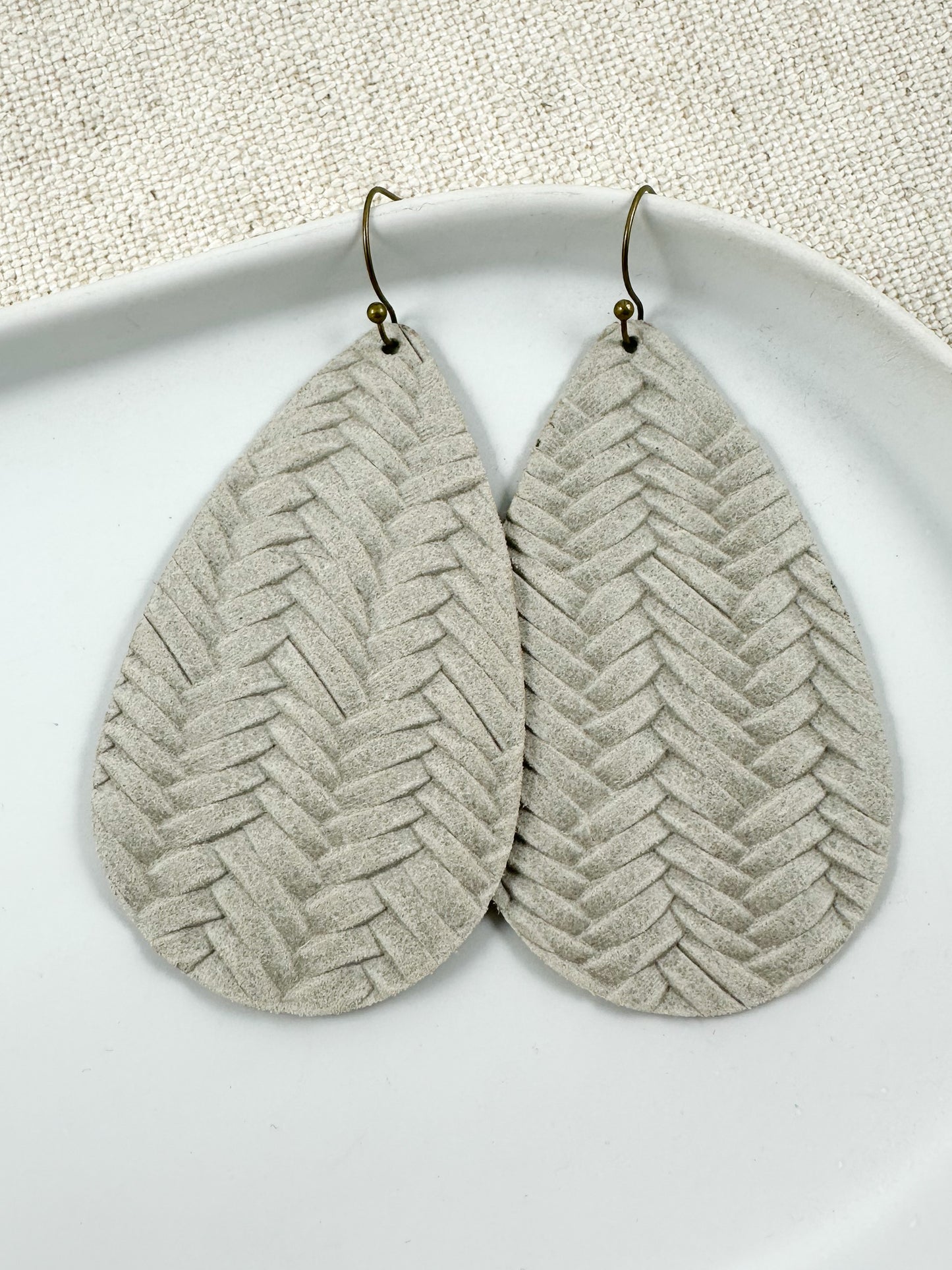 Natural Braided Teardrop Earrings