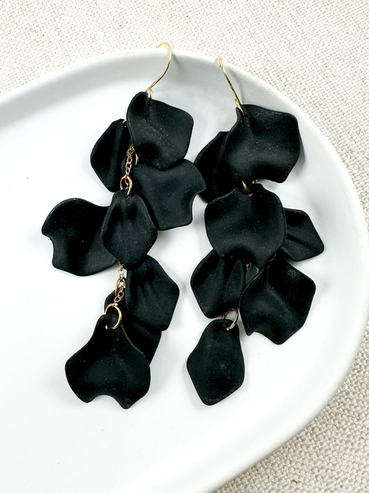 Falling Petals Earrings, Black