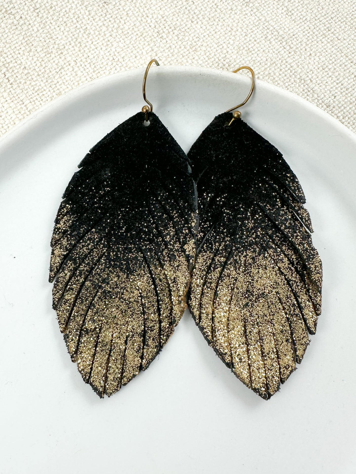 Stardust Feather Earrings, Black