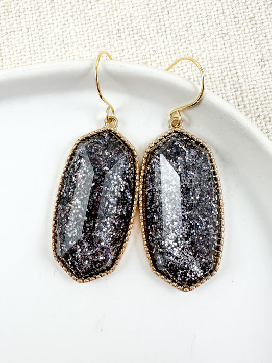 Faceted Glow Earrings, Gunmetal Gray