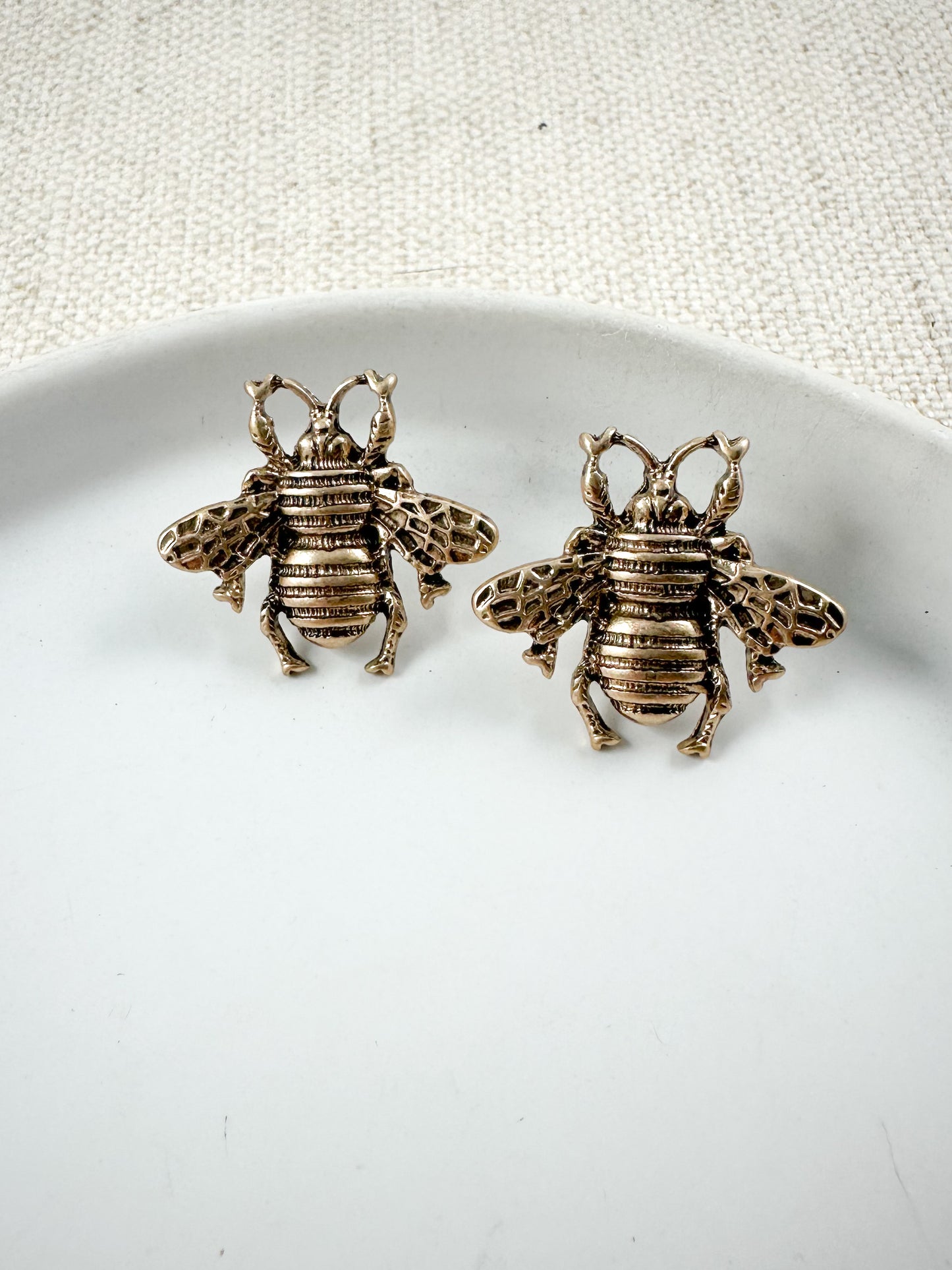 Hive & Honey Studs, Antique Gold
