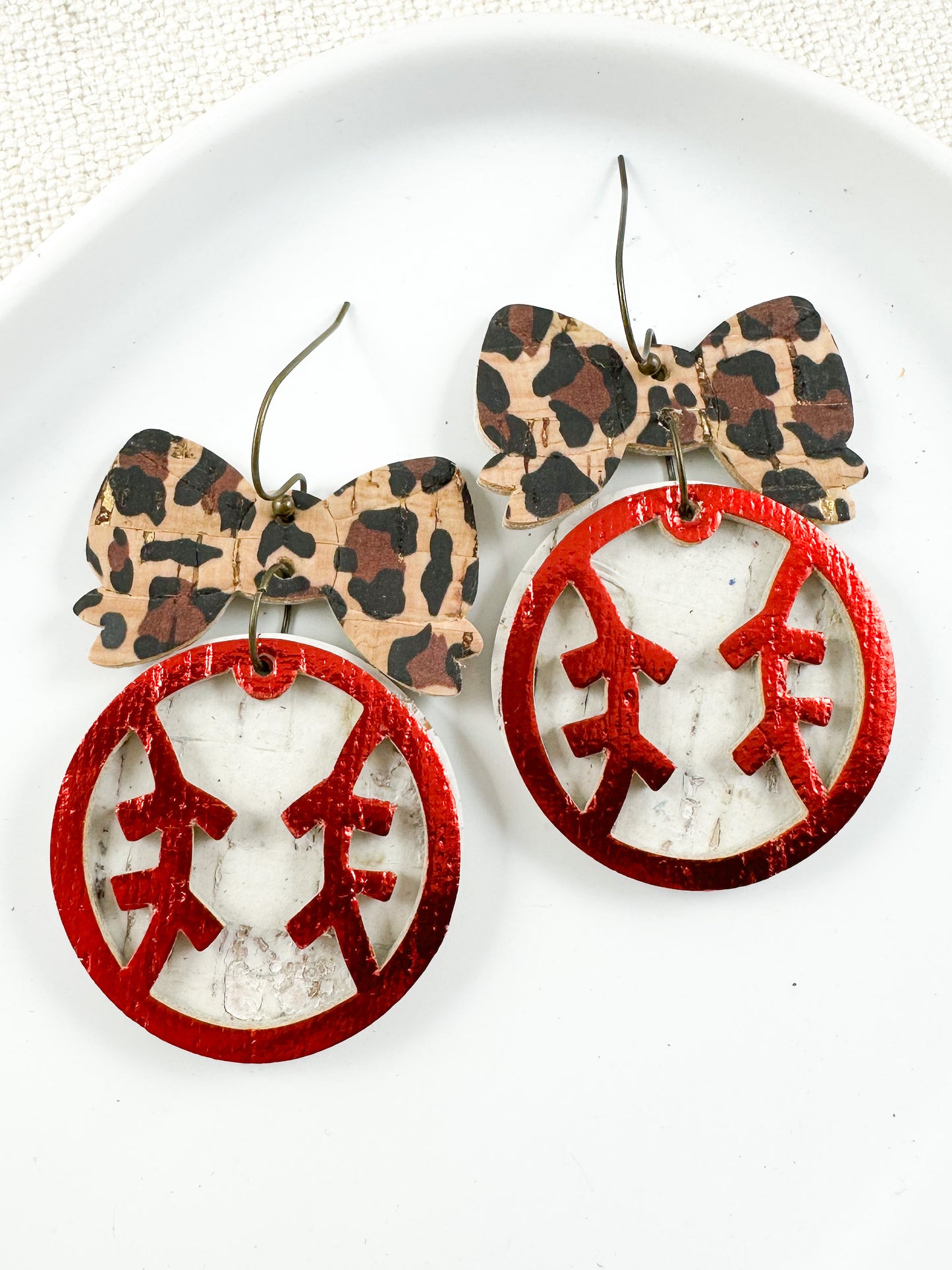 Baseball & Bows Earrings