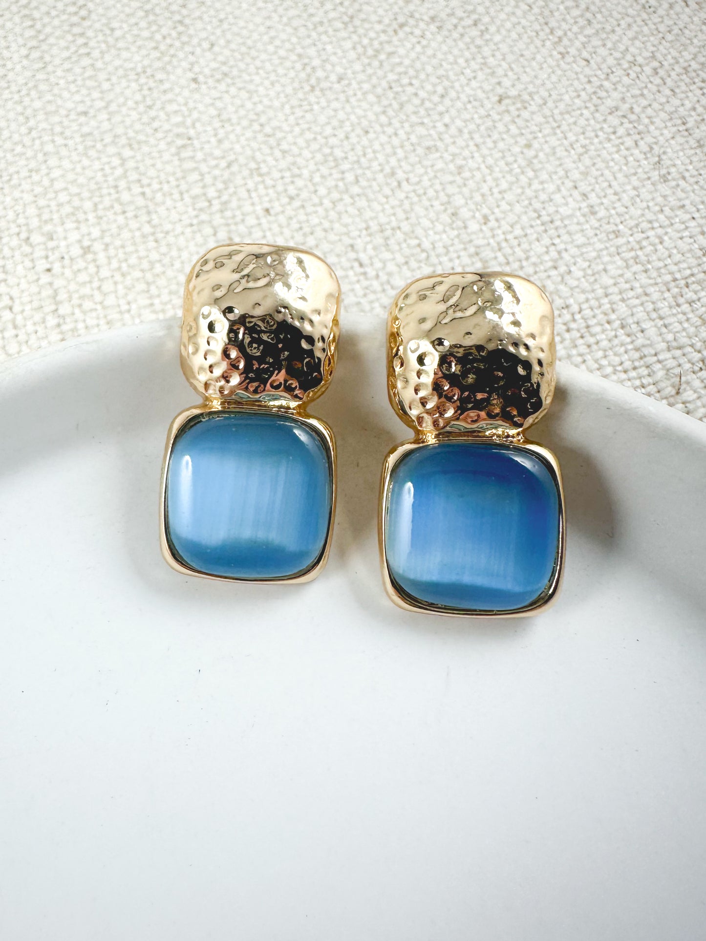 Molten Stone Earrings, Blue