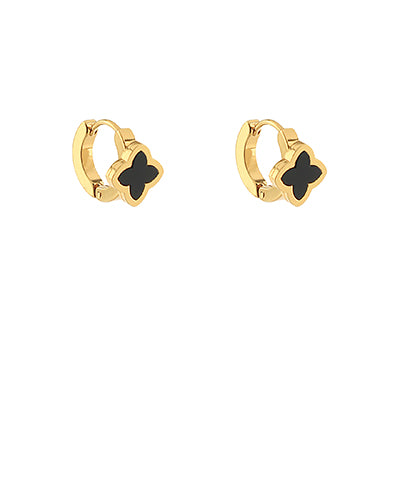 Demi Bloom Huggie Hoops, Black