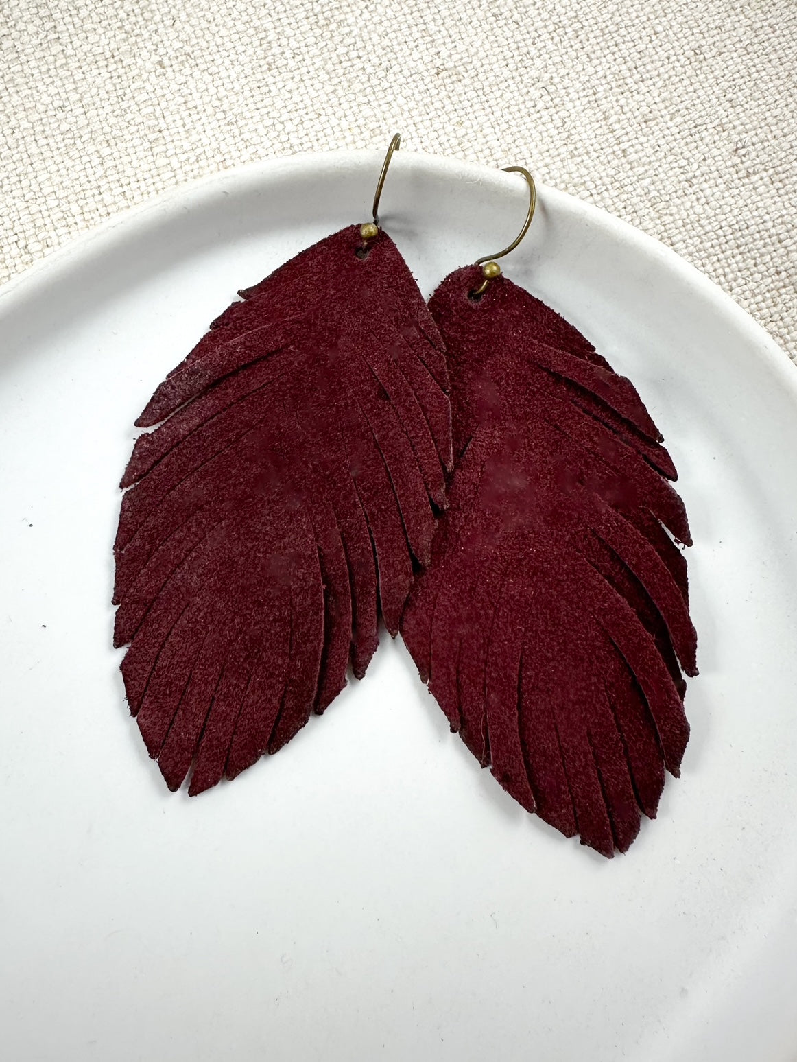 Maroon Feather Earrings