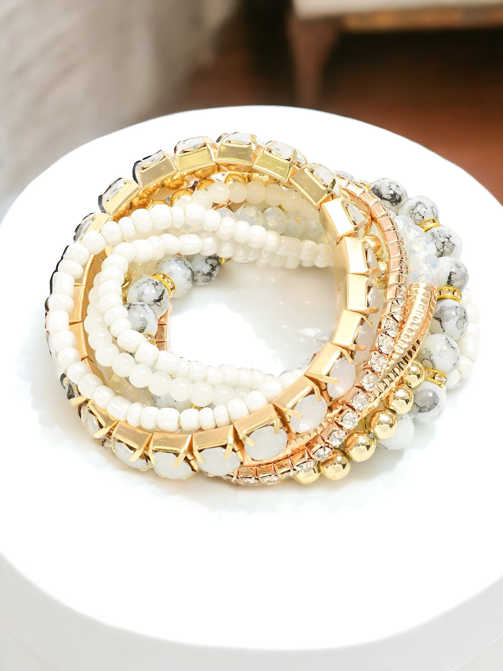 To The Moon Bracelet Set, White