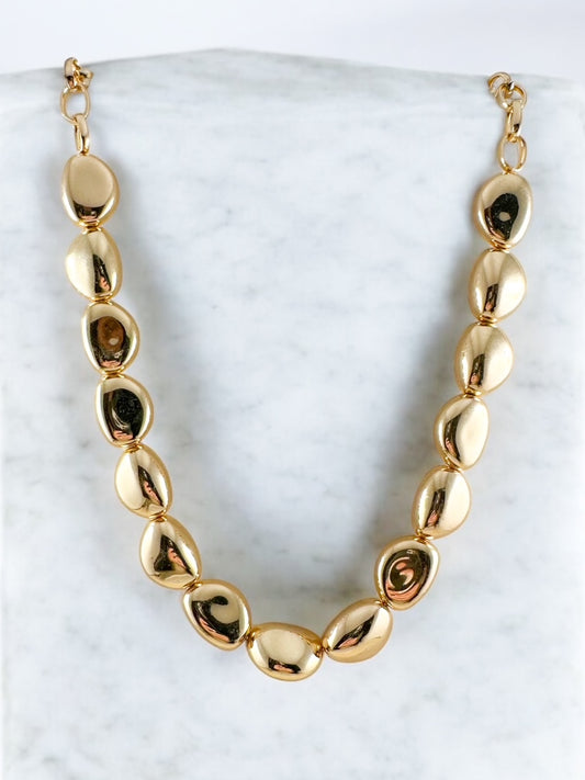 Molten Pebble Necklace, Gold
