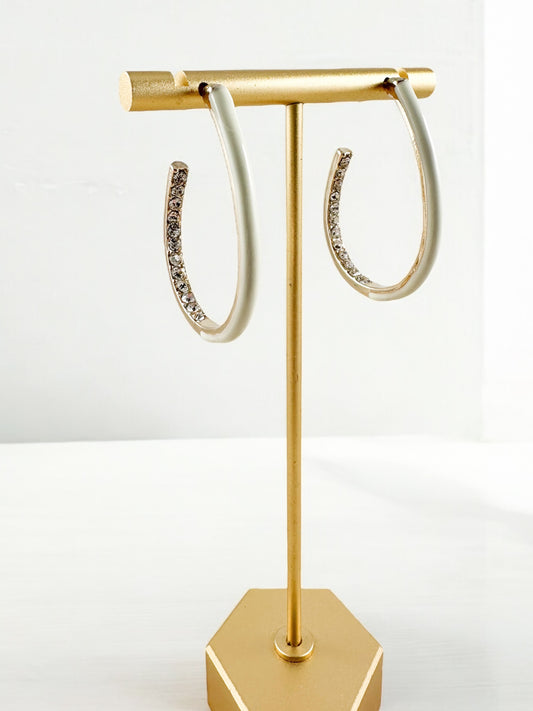 Crystal Curve Hoops, Ivory