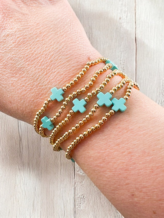 Crossover Bracelet Set, Turquoise