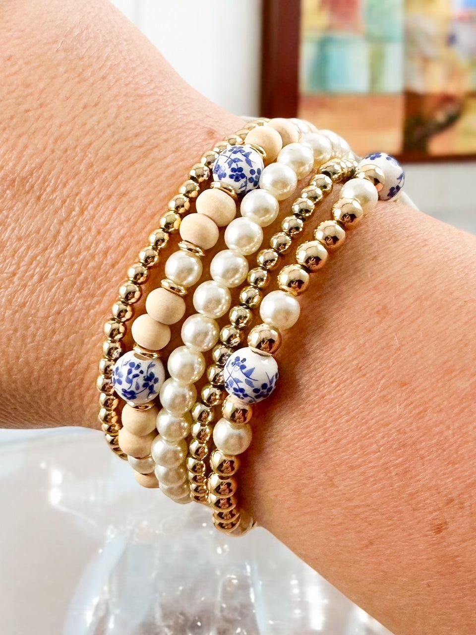 Willow & Porcelain Bracelet Set, Blue