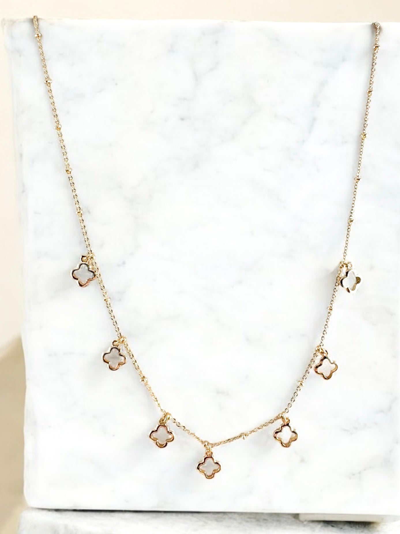 Wandering Clover Charm Necklace, Gold