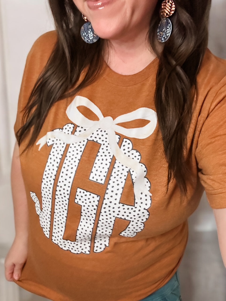 Autumn Bow Monogram Tee--PREORDER, CUSTOMIZEABLE