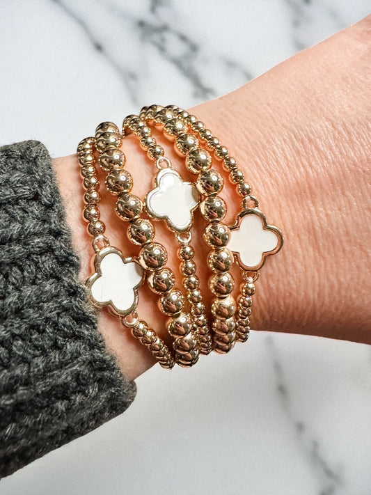 Wrapped in Clover Bracelet Set, White