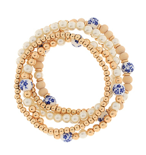 Willow & Porcelain Bracelet Set, Blue